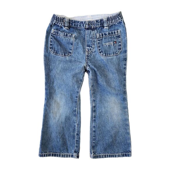 Vtg Tommy Hilfiger Elastic Waist Pants Girls 4T Embroidered Y2k Style Preppy - Picture 1 of 8